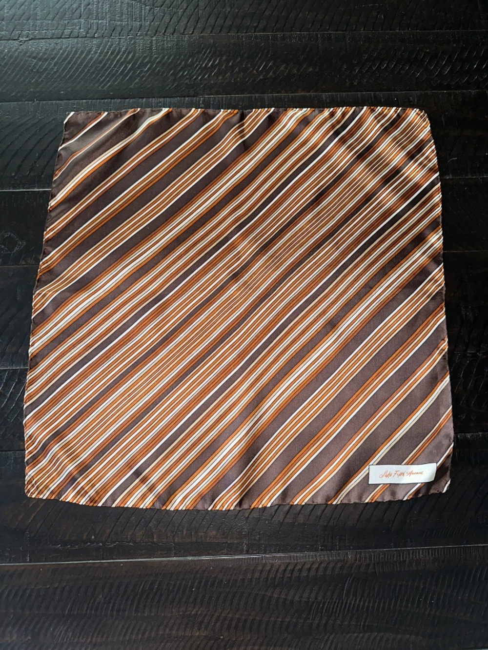Vintage Saks Fifth Avenue Striped Silk Pocket Square / Neckerchief